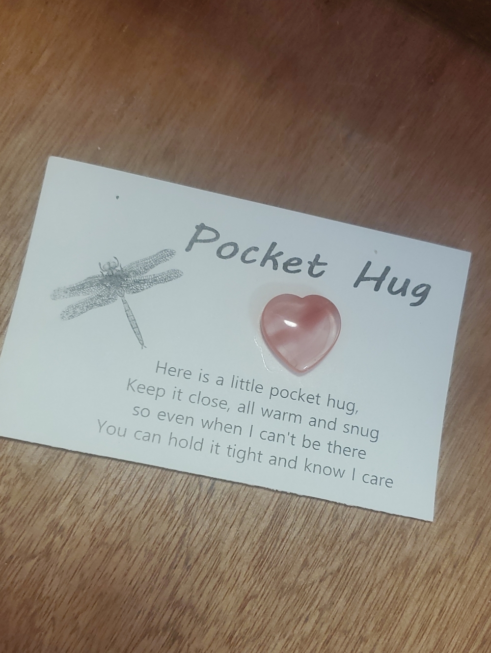 Pocket Hug Heart Stone Pin - Pink